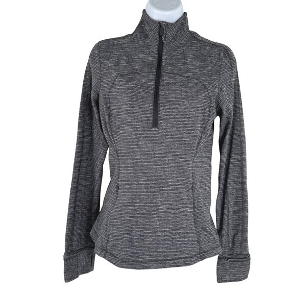 Lululemon Run Briskly 1/2 Zip Pullover Top Size 6 Coco Pique Black White TP-3330 - Picture 1 of 8